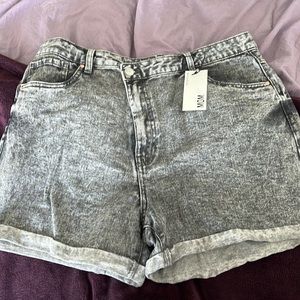 Faded black washed mom shorts
